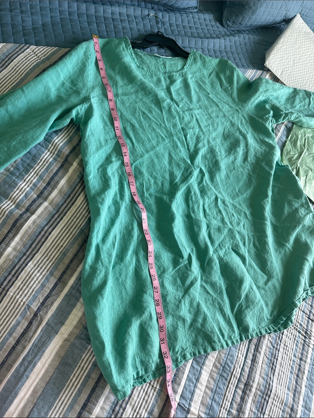 bryn Walker Teal Green Linen Tunic Top - Picture 4 of 5